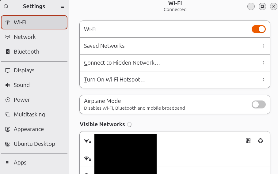 Settings → Wi-Fi 画面